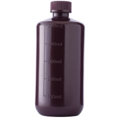 Amber Narrow Mouth Bottle Graduated, HDPE, Capacity, ml-500, Mouth Diameter, mm-24.6, Height, mm-165.5, No. Per Case-48