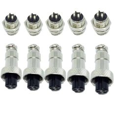 JORDAR metal 4 Pin Female and Male Aviation Connector Plug (Silver, 5A 16MM) 5PCS