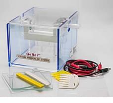 Vertical Dual Mini Gel System: Mini dual model gel size 2 (8 x 7) cm, (HxW) for 14 samples