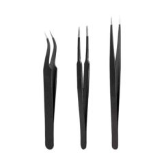 Tweezer Set, Stainless Steel Black Non-Magnetic, 3 Pcs